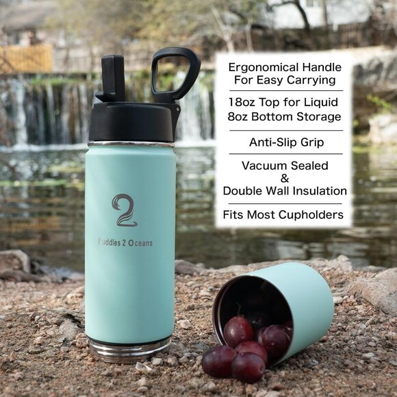 Puddles 2 Oceans Insulated Water Bottle & Snack Container - Picture 10 of 14